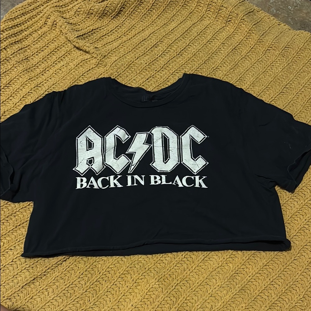 AC/DC Black Graphic Crop Tee